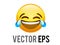 Vector emoji yellow laughing face and blue tear icon