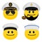 Vector emoticon set of marine officers and sailors