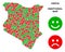 Vector Emotional Kenya Map Collage of Smileys