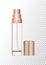 Vector empty bronze gold package for cosmetic products with pump, tube for lotion, tonic, cream. Realistic mockup of
