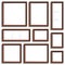 Vector empty frames of wenge wood in various formats.