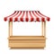 Vector empty market stall with striped awning