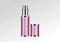 Vector empty pink package for cosmetic products tube and perfume flacon, bottle for deodorant, hair spray. Realistic