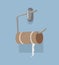 Vector empty toilet paper roll and metal holder