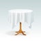 Vector Empty Wood Round Table with Tablecloth