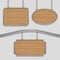 Vector empty wooden hanging signs