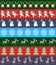 Vector endless striped christmas pattern with cute Santa Claus, polar bears, snowmen, snowflakes, reindeer, christmas trees