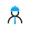 Vector engineer icon. Stylized logo of human in blue hard hat and tie. Engineering sign