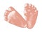 Vector engraved style illustration for posters, decoration and print. Hand drawn sketch of newborn baby foots print isolated on