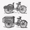 Vector engraving rickshaw bike
