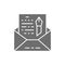Vector envelope, novel, freehand letter grey icon.
