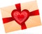 Vector envelope with red paper heart