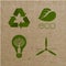 Vector environmental ecological icons on cardboard background