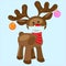 Vector EPS 10. Rudolf the reindeer with the red nose and face mask