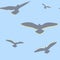 Vector EPS 10 seamless pattern Birds in the Sky on blue background