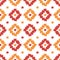 Vector ethnic pattern of irregularly shaped rhombuses of orange and red color on white background