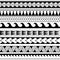 Vector ethnic seamless pattern in maori tattoo style. Geometric border with decorative ethnic elements. Horizontal pattern.