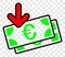Vector Euro Banknotes Income Icon on Chess Transparent Background
