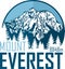 Vector Everest mountain logo. Emblem with highest peack in world.