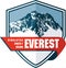 Vector Everest mountain logo. Emblem with highest peack in world. Mountaineering label illustration.