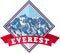 Vector Everest mountain logo. Emblem with highest peack in world. Mountaineering label illustration.