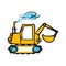 vector Excavator illustration and tractor hand drawn, doodle