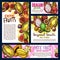Vector exotic tropical fruits sketch posters