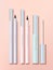 Vector Eye or Lip liner Pen and Applicator Set with Pastel Tube Bottle or Body with Holographic Finished Cap. Purple, Mint and