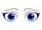 Vector eyes. Cartoon style female eye. Colorful bright eyes. Anime manga style hand drawn girl eyes. Vector isolated.