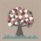Vector fabric tree with buttons treetop