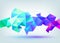 Vector faceted 3d crystal colorful shape, banner.