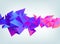 Vector faceted 3d crystal colorful shape, banner. crystal, horizontal orientation purple and pink colors.