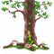 Vector fairy tale big tree in cartoon styl