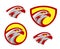 Vector falcon or hawk head sport logo mascot design set. American wild eagle abstract bird beak symbol