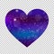 Vector fantastic galaxy heart isolated on transparent background