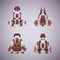 Vector fantastic space ships set in flat style