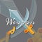 Vector fantasy cartoon style game design medieval crossed magic sword and saber elements