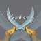 Vector fantasy cartoon style game design medieval crossed sabers