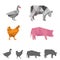 vector farm animals, origami geometric