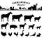 Vector Farm Animals Silhouettes on White