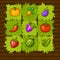 Vector farm game field match 3 with vegetables.