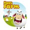 Vector farm scene, sheep farm, happy farm