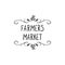 Vector Farmers Market Lettering, Calligraphic Design Element, Black Drawing, Isolated.