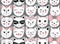 Vector fashion cat seamless pattern. Cute kitten illustration in