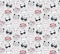 Vector fashion cat seamless pattern. Cute kitten illustration in