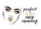 Vector fashion poster with lashes quote and woman portrait with golden makeup