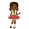 Vector Fashionable Cute Little African American Girl Posing