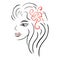 Vector fashionable silhouette of girl head with beautiful hair h