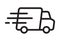 Vector fast delivery truck icon symbol, Pictogram flat outline design for apps and websites, Track and trace processing status.