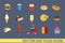 Vector Fast Food Icons Set Illustration Isolated